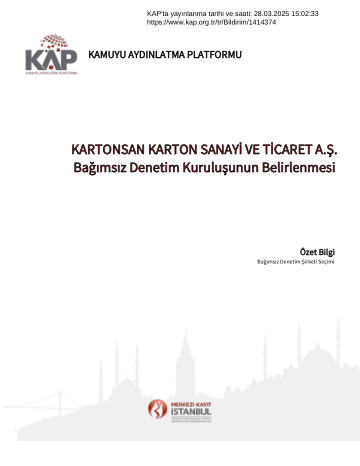 Özel Durum Açıklama Formu 1 - 28/03/2025
