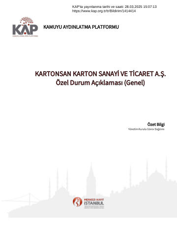 Özel Durum Açıklama Formu 2 - 28/03/2025