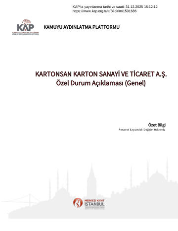 Özel Durum Açıklama Formu 1 - 31/12/2025
