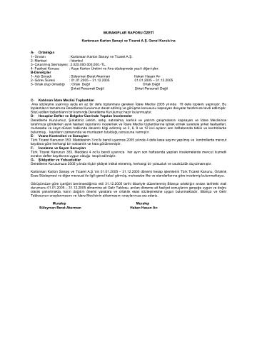 Kartonsan Denetçi Raporu 2005