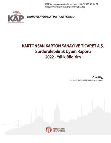 Südürülebilirlik Uyum Raporu 2022 Yıllık Bldirim