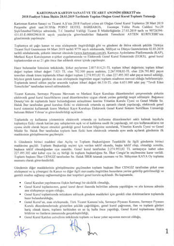 28/03/2019 Tarihli Olağan Genel Kurul Toplantı Tutanağı