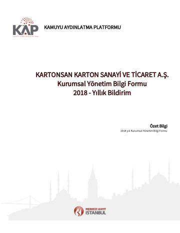 Kurumsal Yönetim Bilgi Formu 2018 Yıllık Bildirim