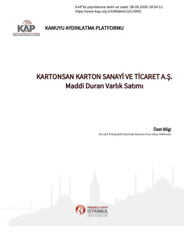 Özel Durum Açıklama Formu 1 - 08/06/2026