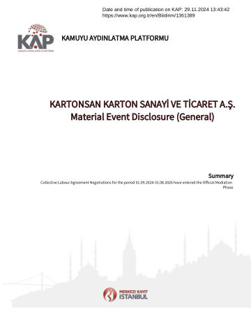 Material Event Disclosure Form 1 - 29/11/2024