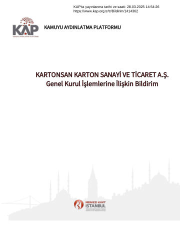 28/03/2025 Tarihli Kap Açıklaması - Genel Kurul Sonuç Bildirimi