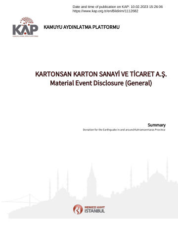 Material Event Disclosure Form - 10/02/2023