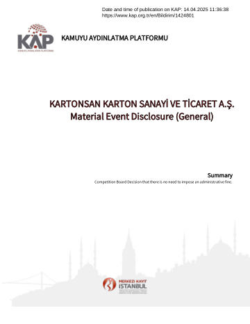 Material Event Disclosure Form 1 - 14/04/2025
