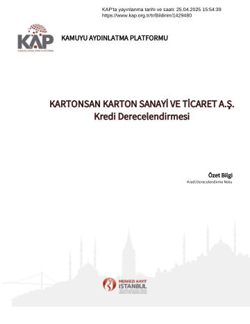 Özel Durum Açıklama Formu - 25/04/2025