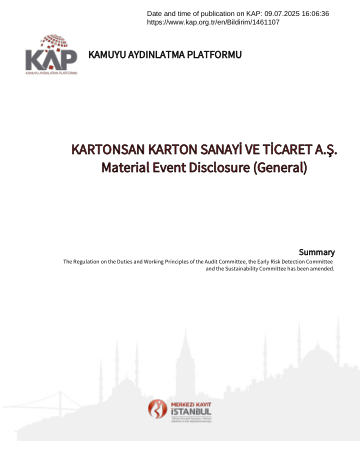 Material Event Disclosure Form 09/07/2025