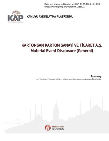 Material Event Disclosure Form - 21/05/2024