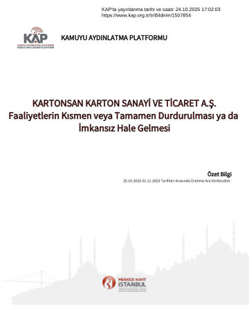 Özel Durum Açıklama Formu 1 - 24/10/2025