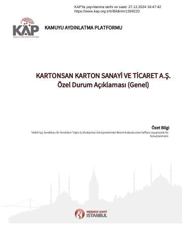 Özel Durum Açıklama Formu - 28/12/2024