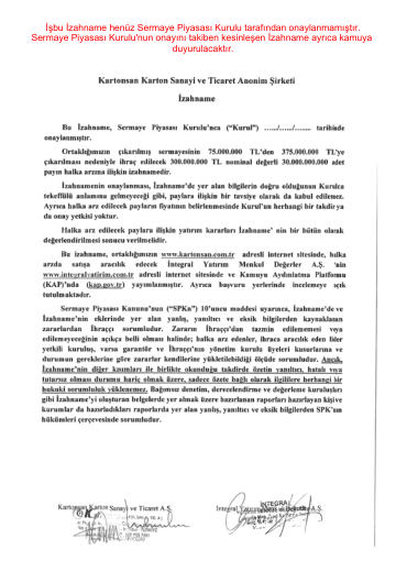 SPK Onayına Sunulan İzahname - 26/09/2025