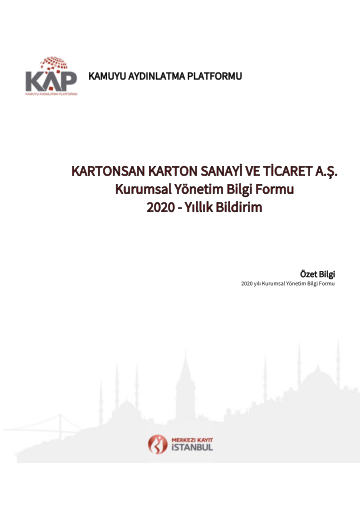 Kurumsal Yönetim Bilgi Formu 2020 Yıllık Bildirim