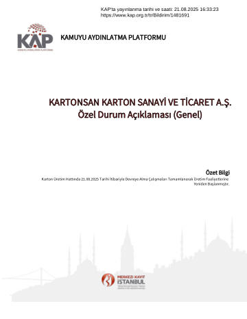 Özel Durum Açıklama Formu 2 - 21/08/2025