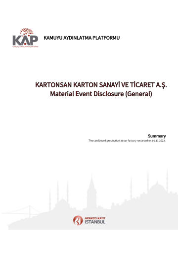 Material Event Disclosure Form - 01/11/2022