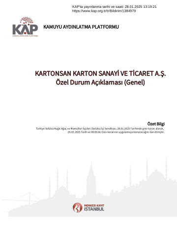 Özel Durum Açıklama Formu - 28/01/2025