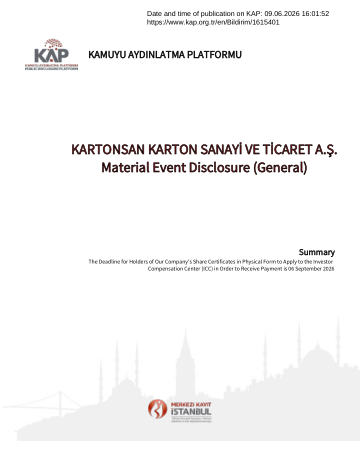 Material Event Disclosure Form 1 -09/06/2026