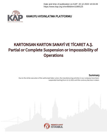 Material Event Disclosure Form 2 - 22/12/2022