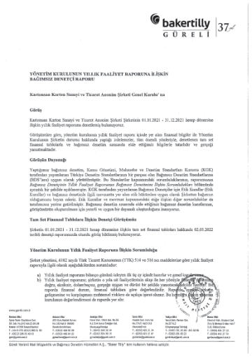 Kartonsan Denetçi Raporu 2021