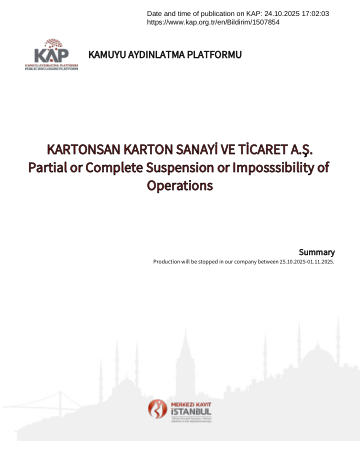 Material Event Disclosure Form 24/10/2025