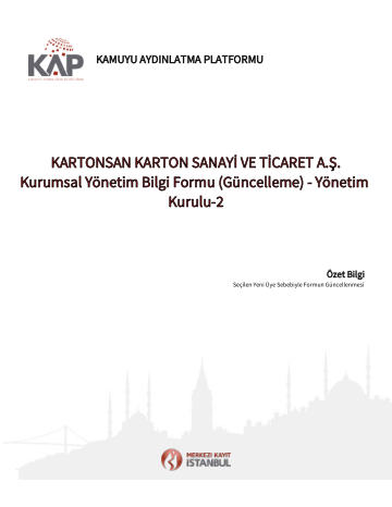 06/05/2020 Kurumsal Yönetim Bilgi Formu Güncelleme