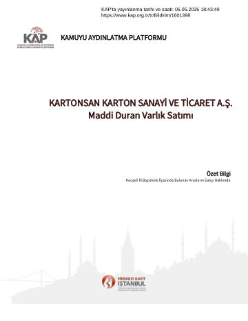 Özel Durum Açıklama Formu 1 - 05/05/2026