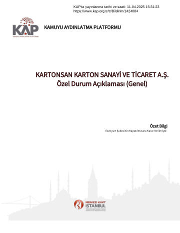 Özel Durum Açıklama Formu - 11/04/2025