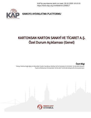Özel Durum Açıklama Formu - 25/02/2025