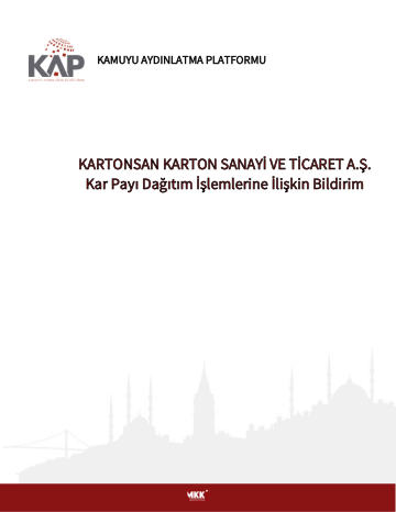 30/03/2017 Tarihli Olağan Genel Kurula ilişkin Kar Payı Dağıtım Bildirimi ve Önerisi