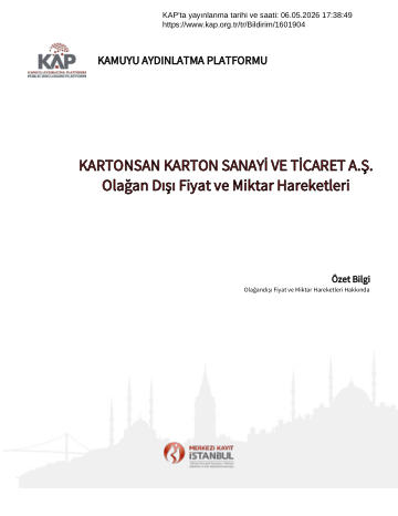 Özel Durum Açıklama Formu 1 - 06/05/2026