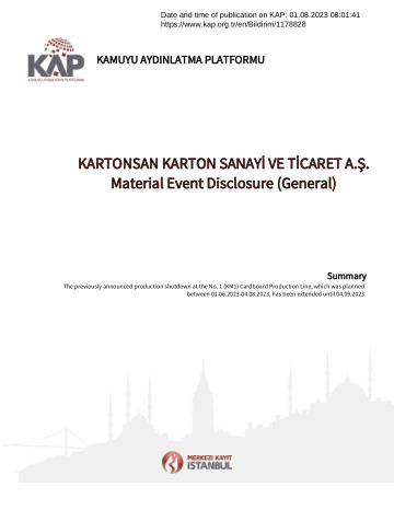 Material Event Disclosure Form - 01/08/2023