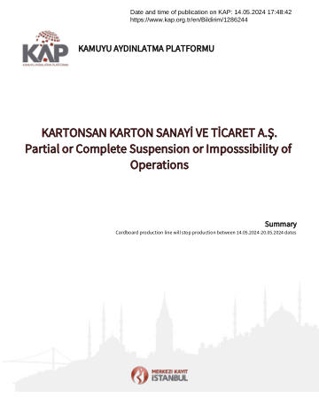 Material Event Disclosure Form - 14/05/2024
