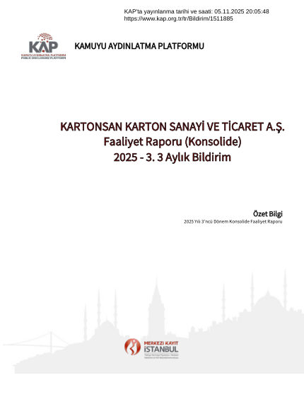 Ara Dönem Konsolide Faaliyet Raporu 2025-3