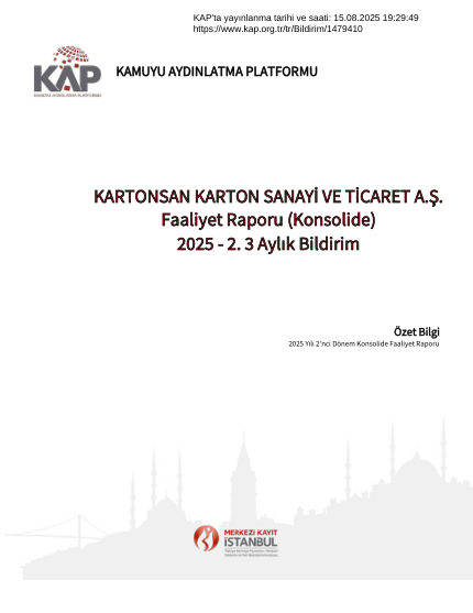 Ara Dönem Konsolide Faaliyet Raporu 2025-2