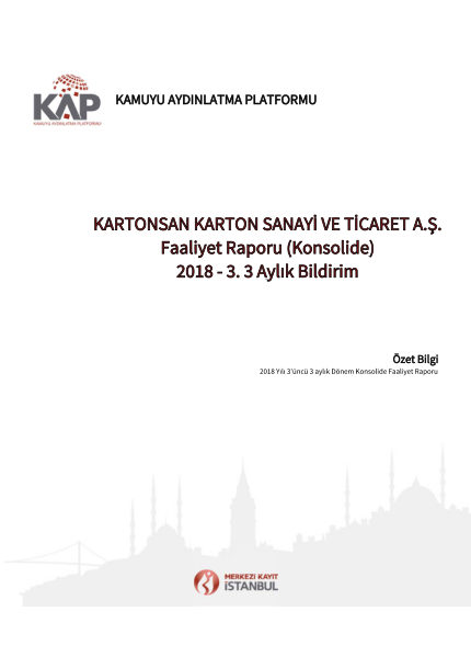 Ara Dönem Konsolide Faaliyet Raporu 2018-3