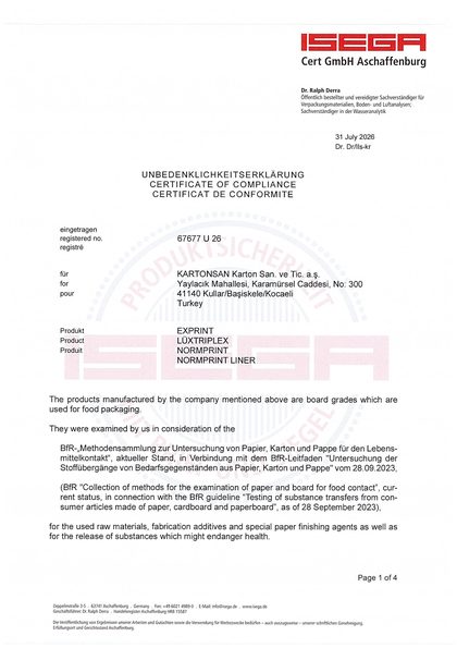 ISEGA certificate