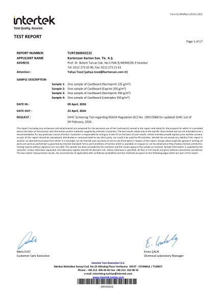 REACH certificate